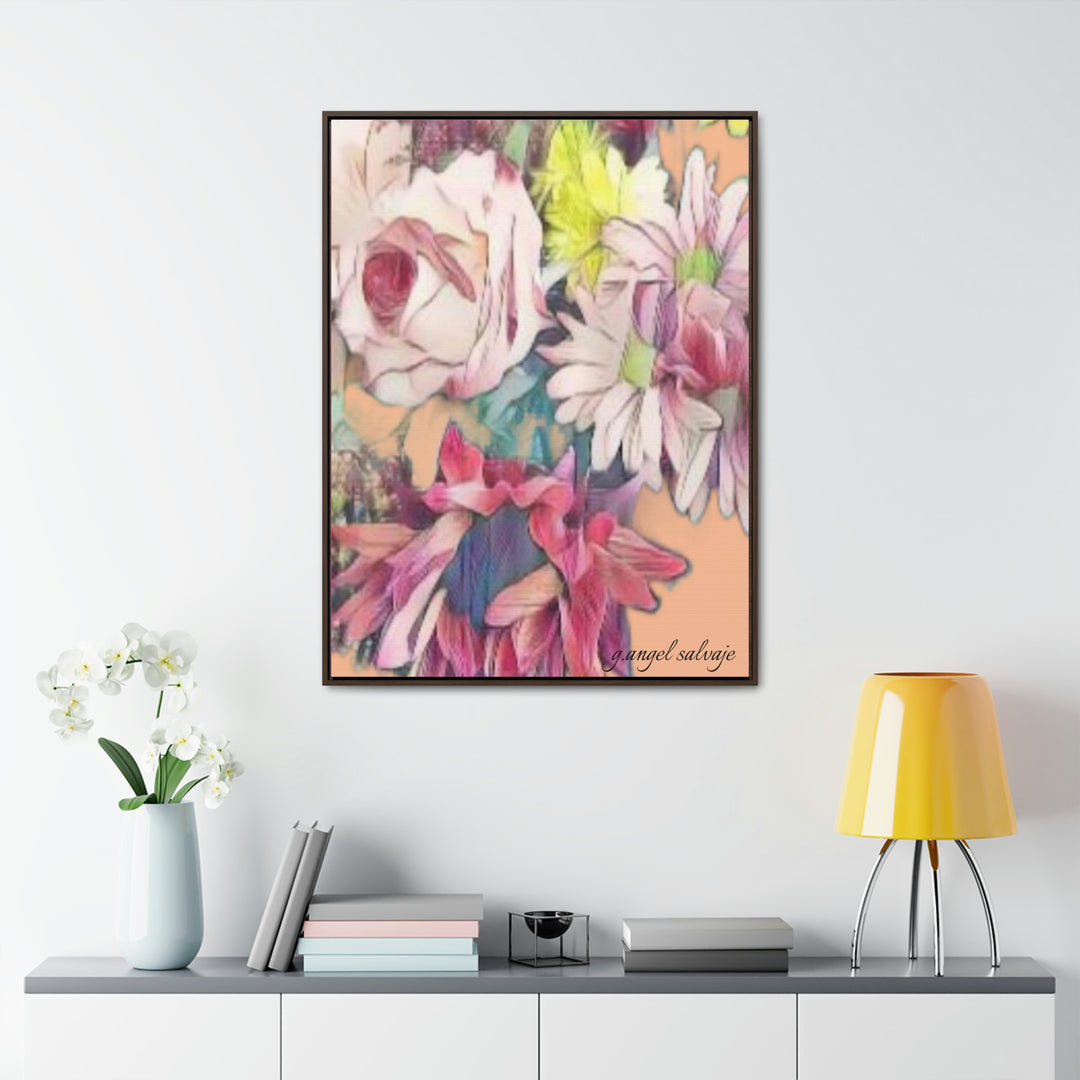 Floral/ coral background Gallery Canvas Wraps, Vertical Frame