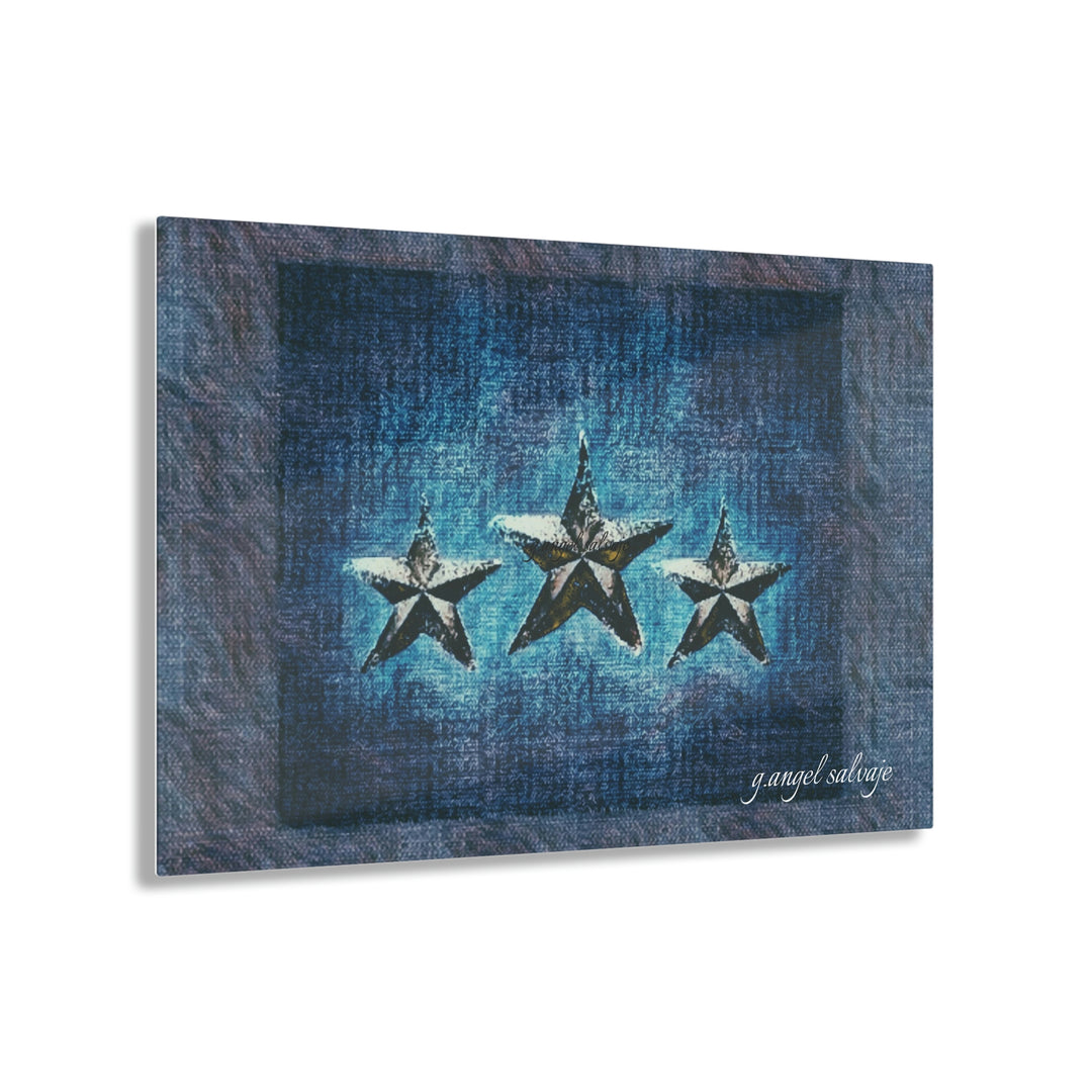 Triple Star in Textured Blues Acrylic Prints