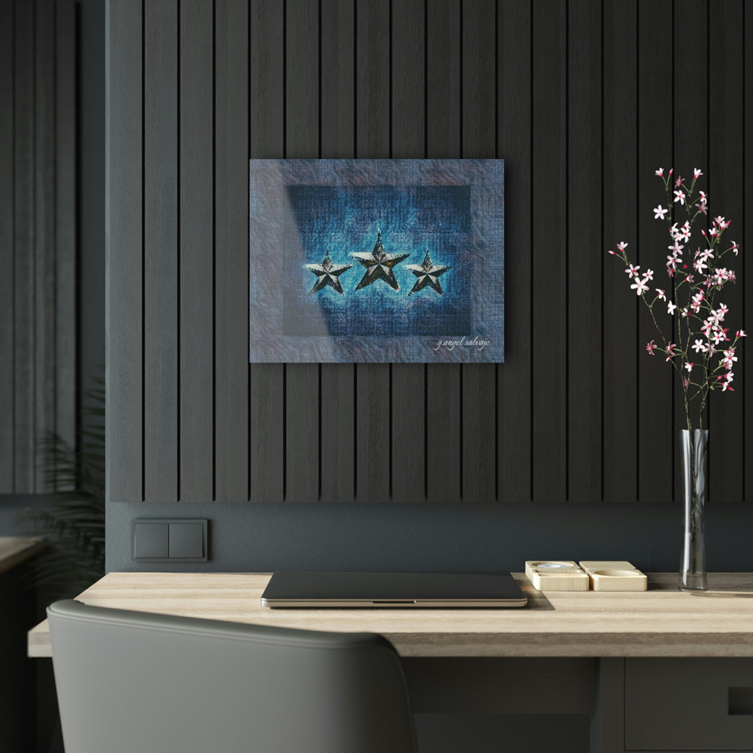 Triple Star in Textured Blues Acrylic Prints
