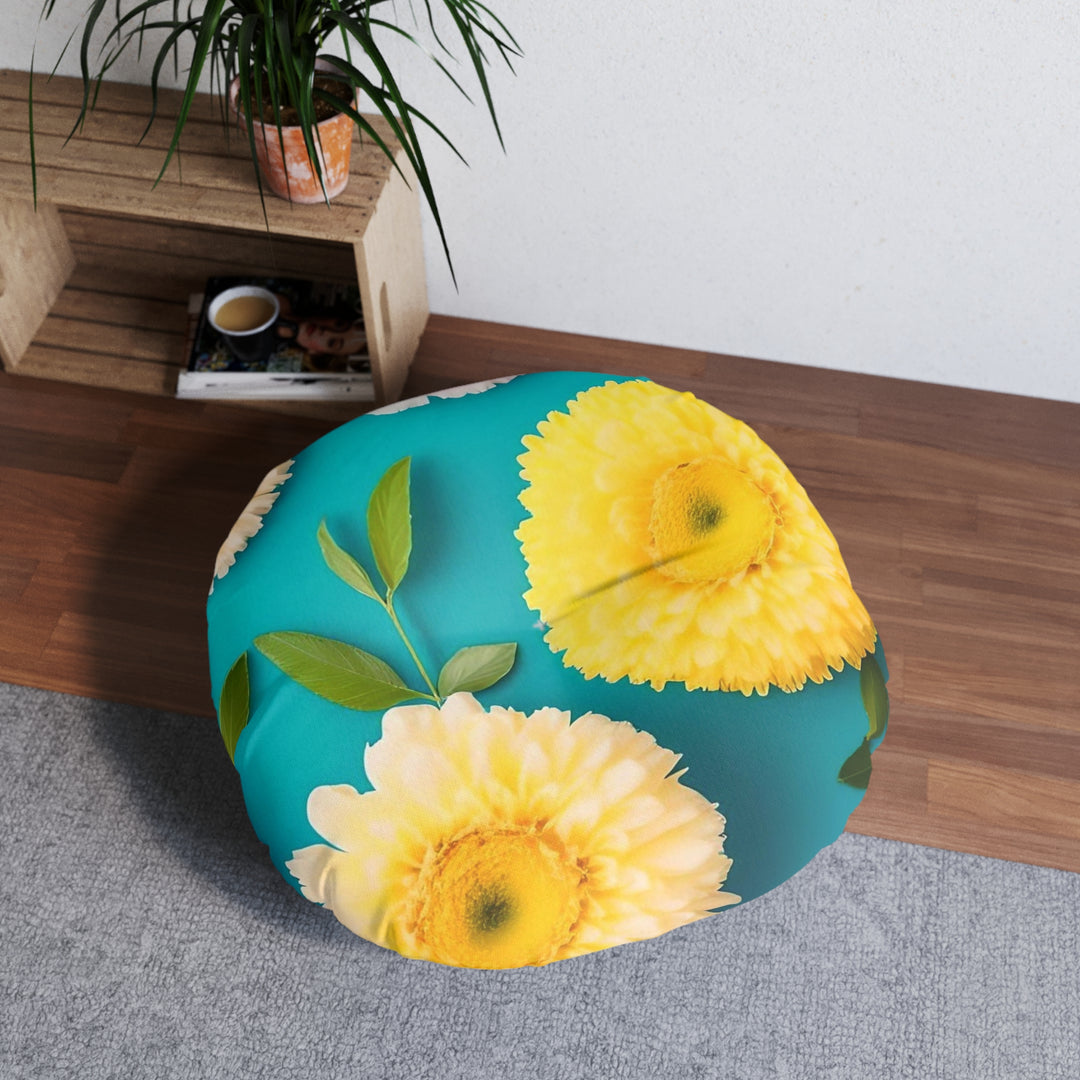 Flower Power style 2  Tufted Floor Pillow, Round