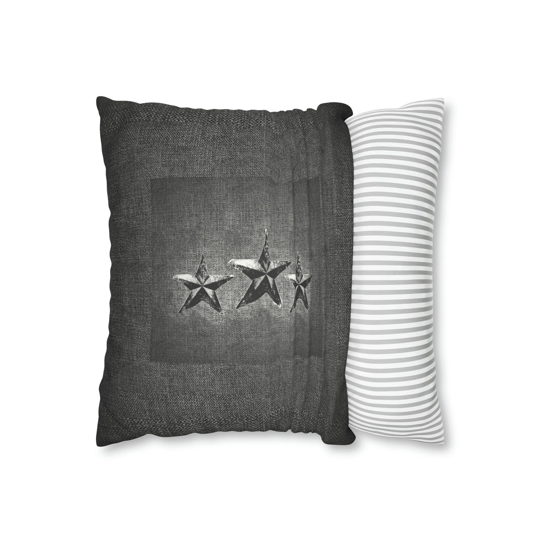 Triple Star on dark grey Faux Suede Square Pillow Case