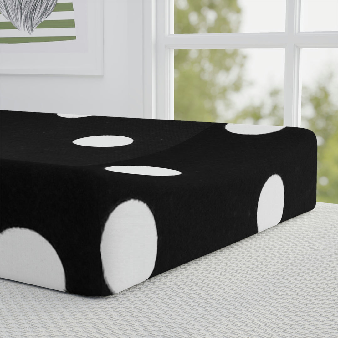 Blk & White poky dotz Baby Changing Pad Cover