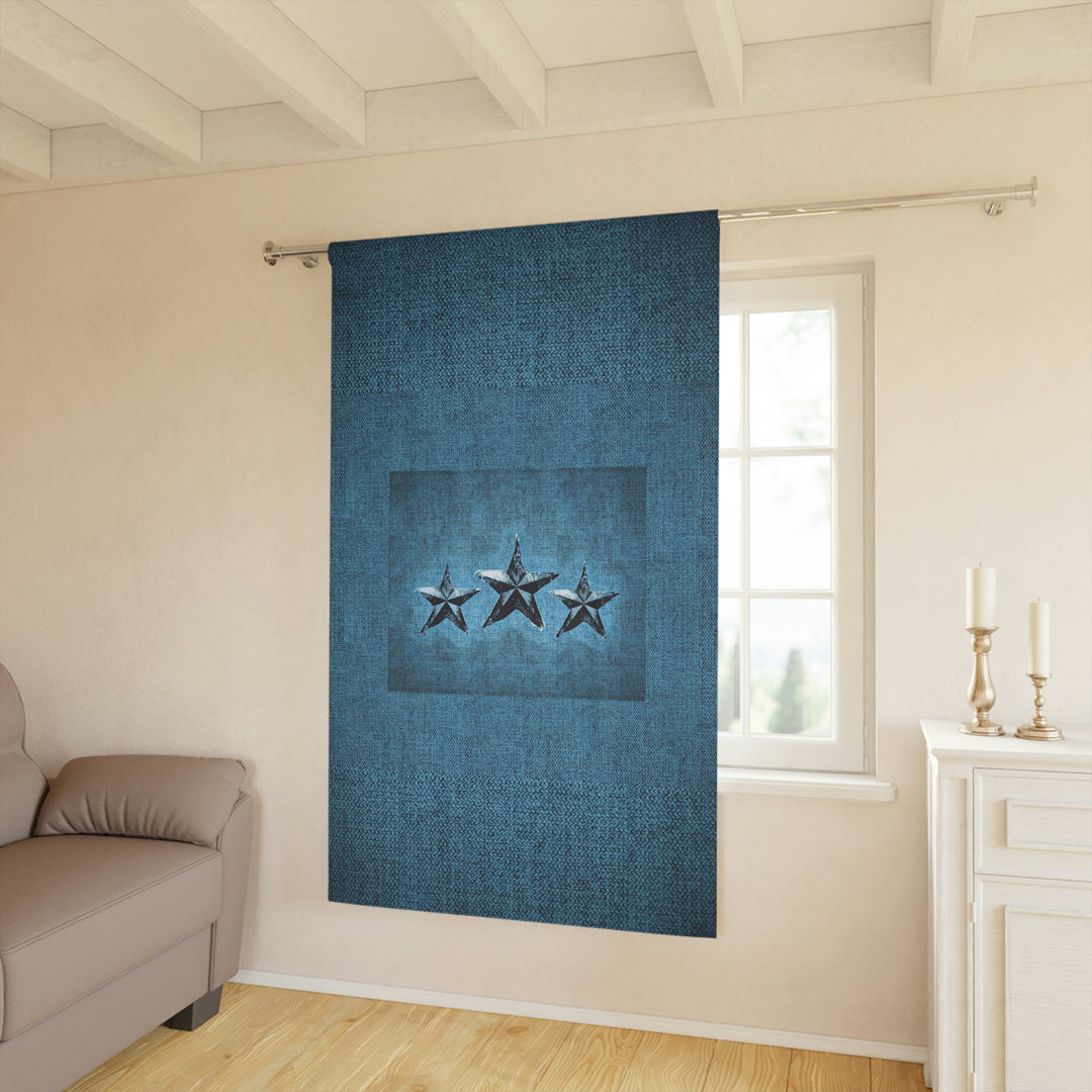 Triple Star in Turquoise Window Curtains (1 Piece)
