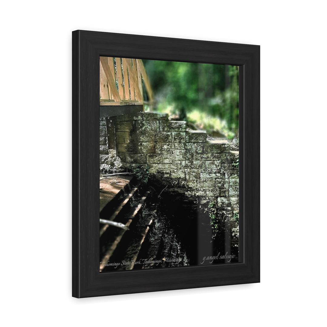 Footbridge Over Cascading Water Framed Posters