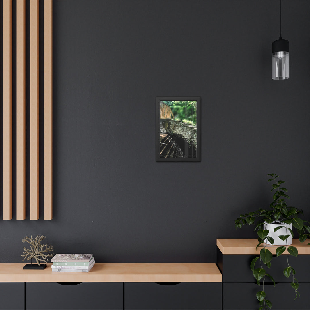 Footbridge Over Cascading Water Framed Posters