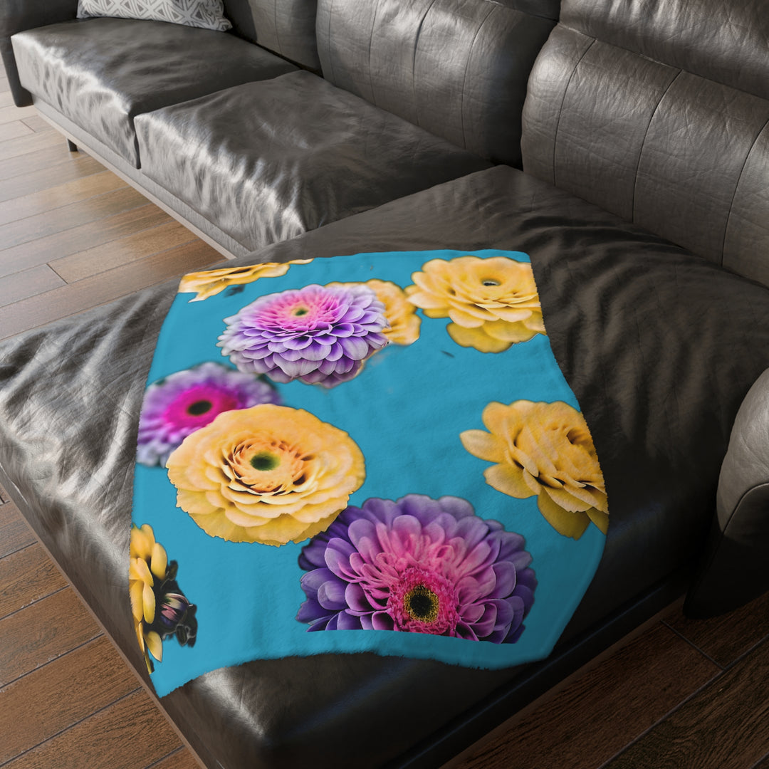 Flower Power style 3 Velveteen Minky Blanket (Two-sided print)