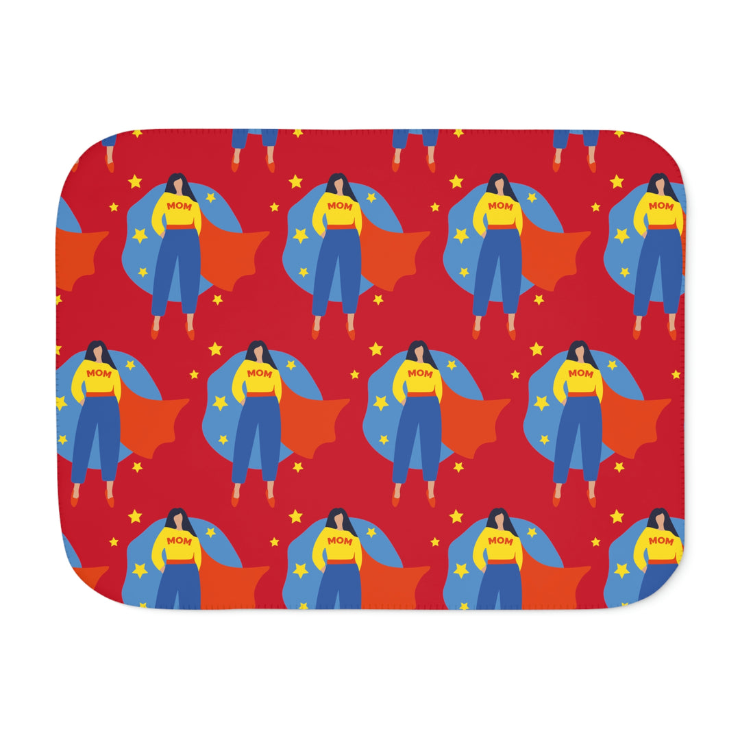 Super Hero Mom, landscape Sherpa Blanket, Two Colors