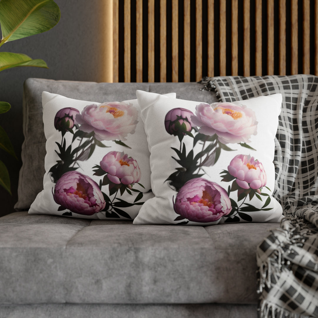Peony Bouquet Spun Polyester Square Pillow Case