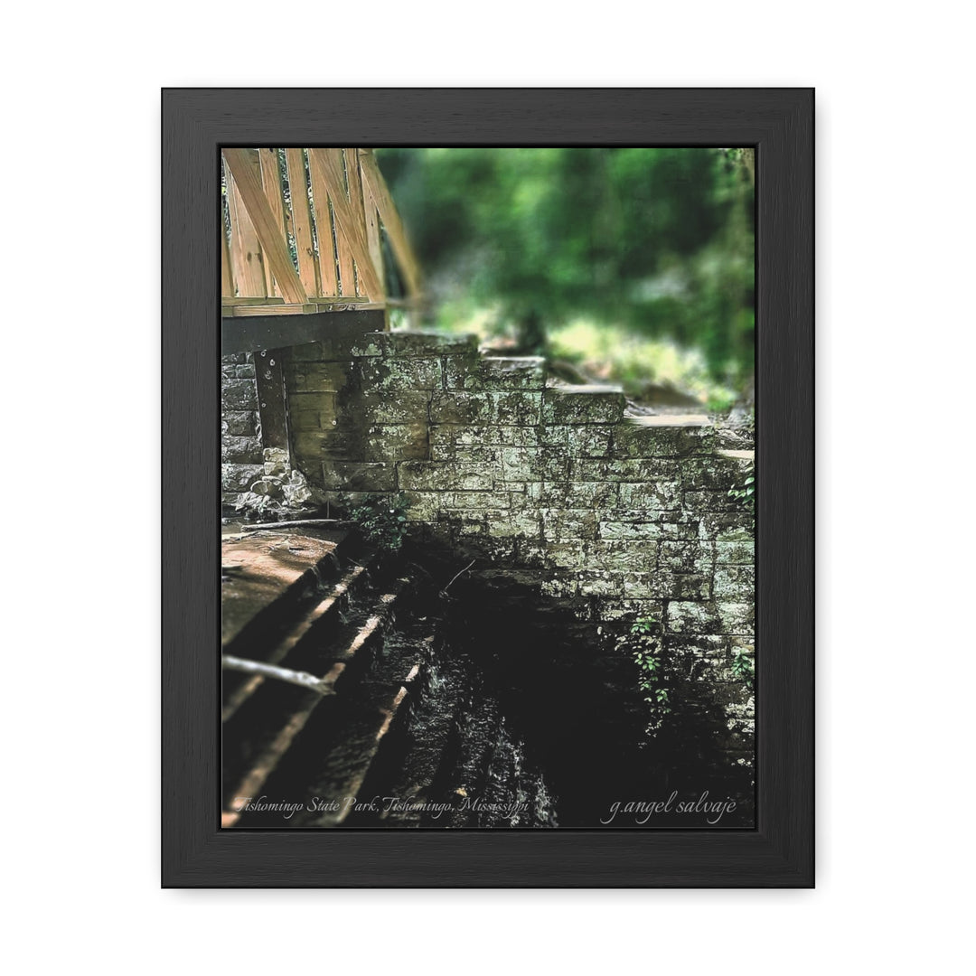 Footbridge Over Cascading Water Framed Posters