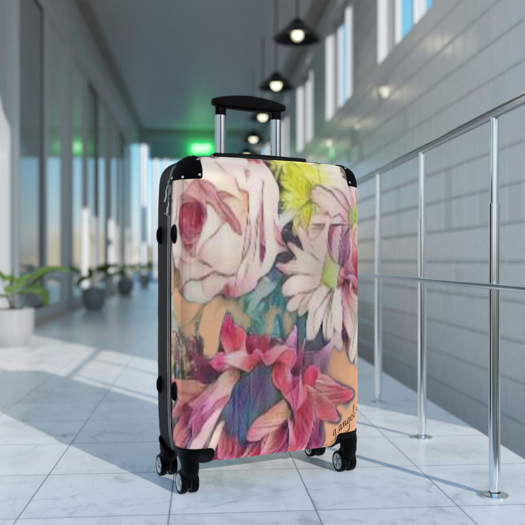 Floral w/ coral background Suitcase