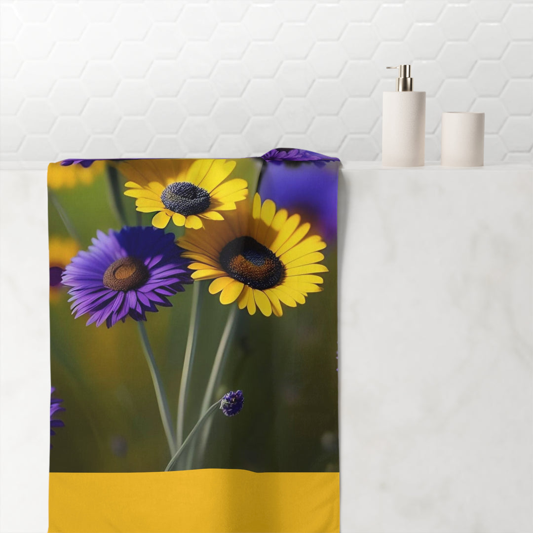 Nature's Bouquet on Yellow Minky Cotton Towel