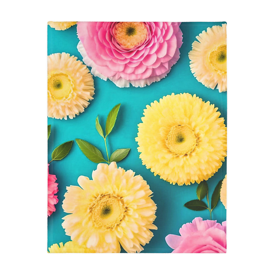 Flower Power style 2 Velveteen Minky Blanket (Two-sided print)