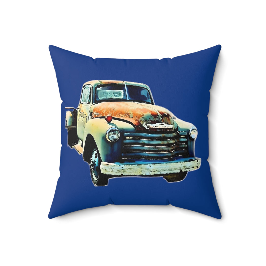 1953 Antique Truck Blue Faux Suede Square Pillow