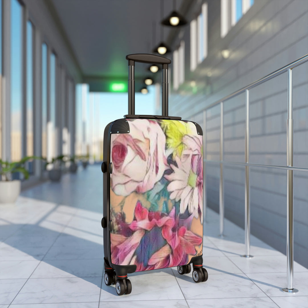 Floral w/ coral background Suitcase