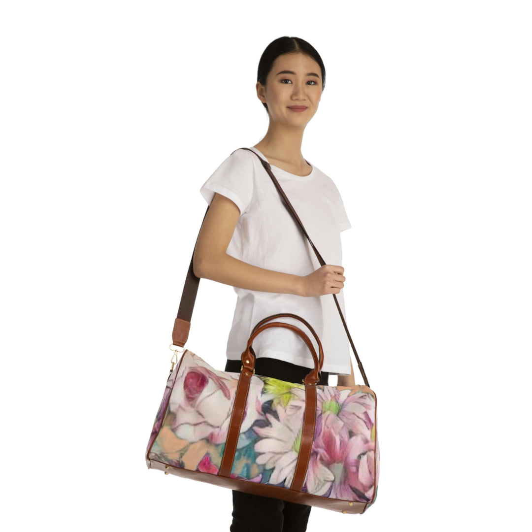 Floral/ Coral Background Waterproof Travel Bag