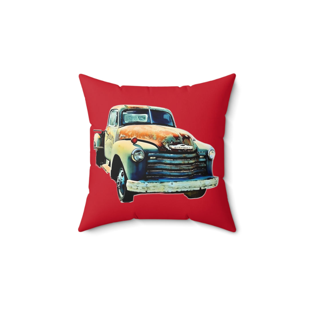 1953 Antique Truck Red Faux Suede Square Pillow