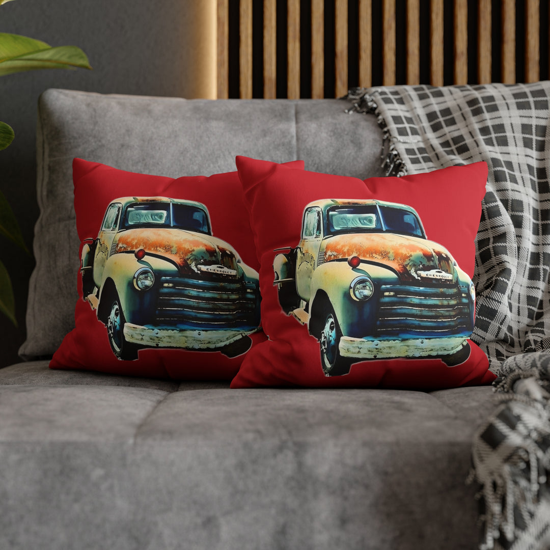 1953 Antique Truck , Red Faux Suede Square Pillow Case