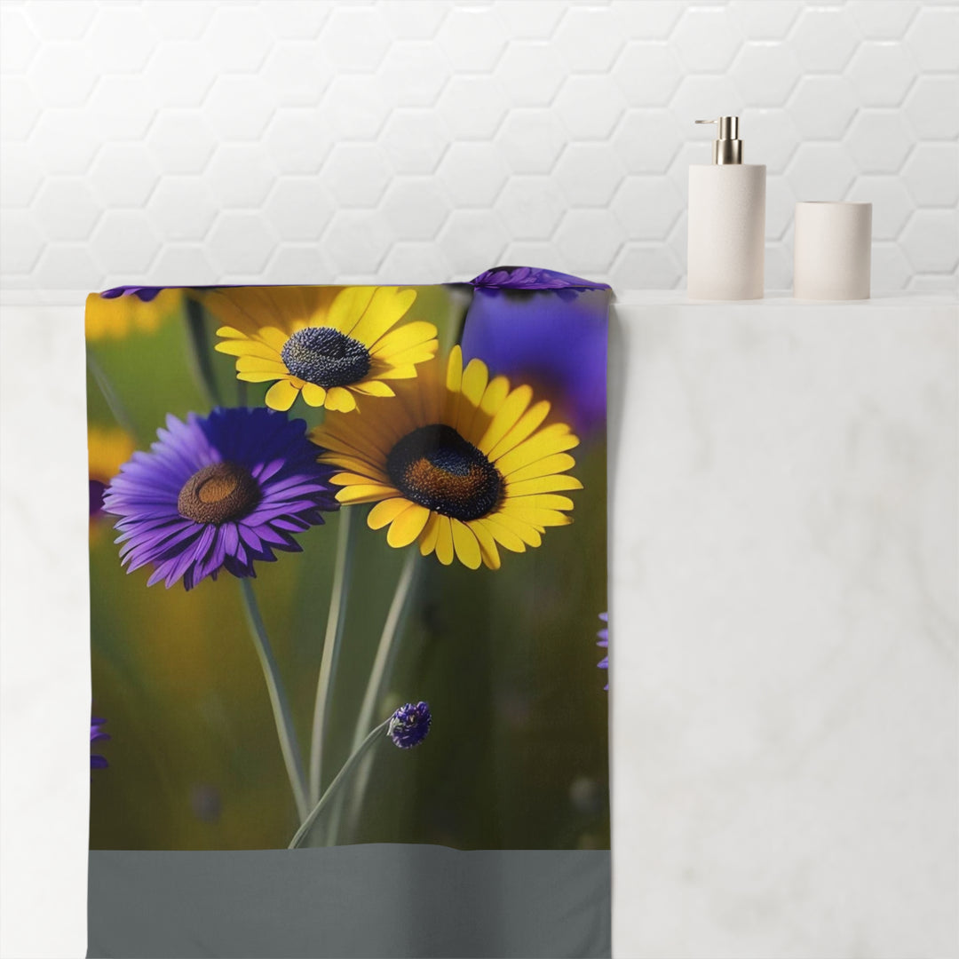 Nature's Bouquet on Dark Grey  Minky Cotton Towel