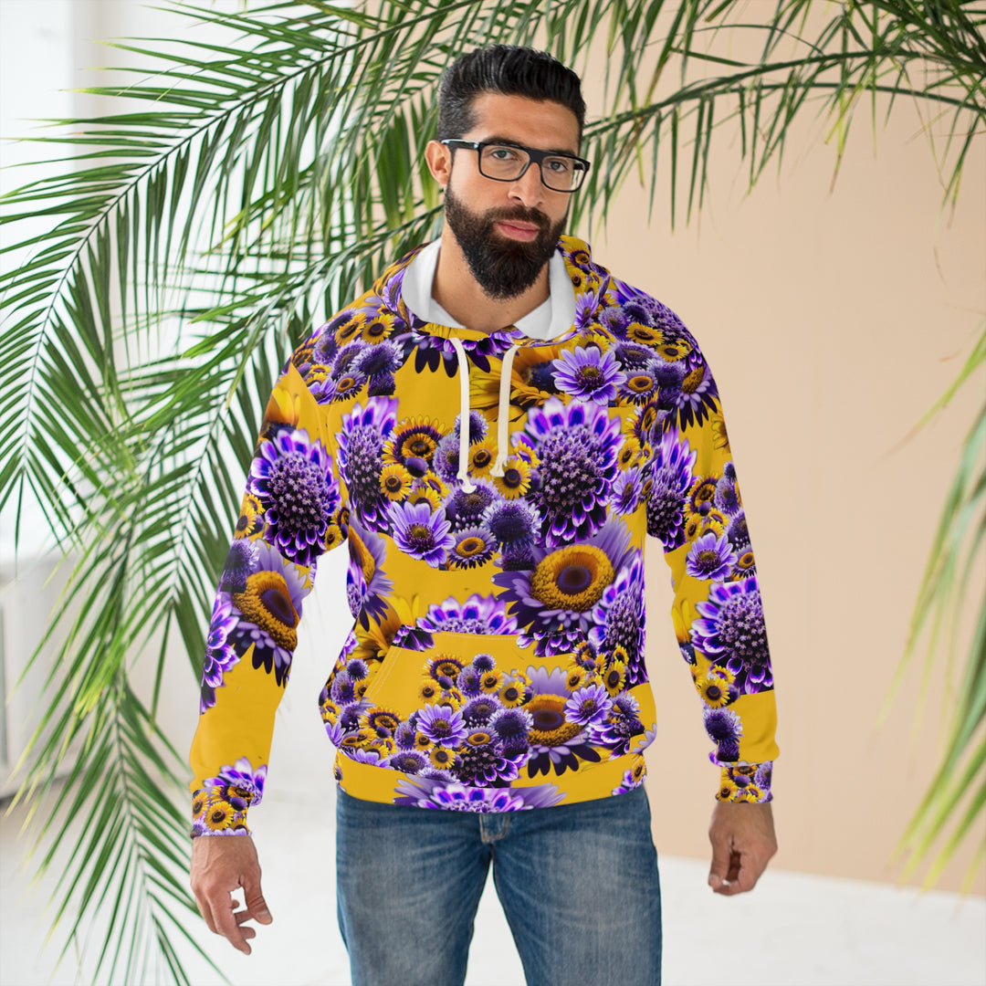 Yellow Floral Unisex Pullover Hoodie (AOP)
