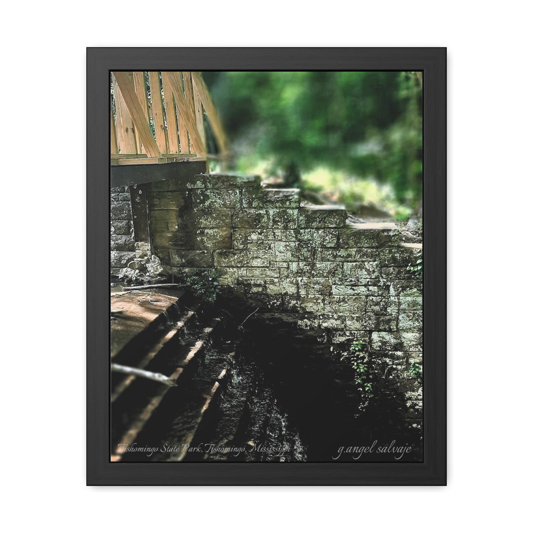 Footbridge Over Cascading Water Framed Posters