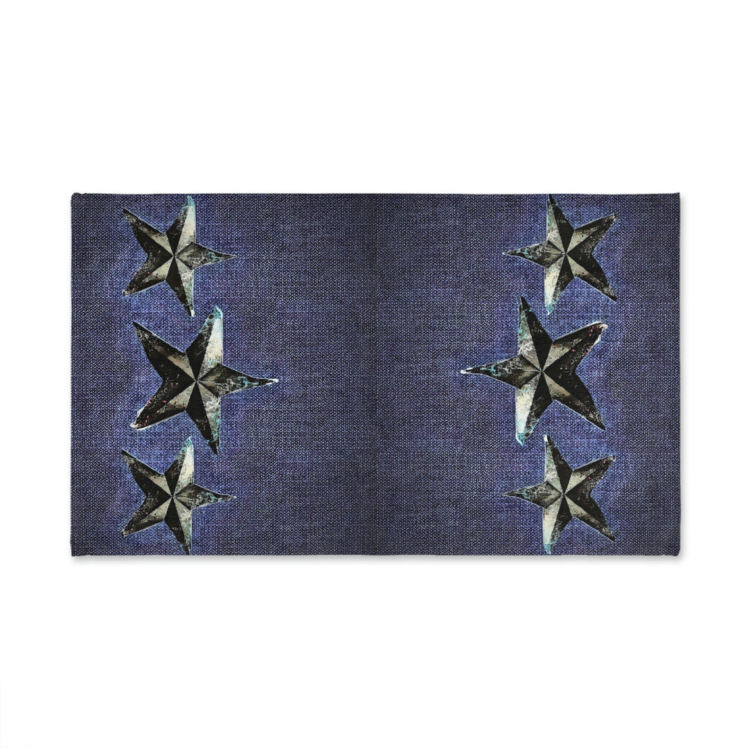 Triple Star on Denim Hand Towel