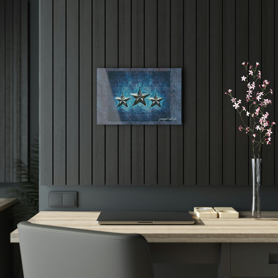 Triple Star in Textured Blues Acrylic Prints