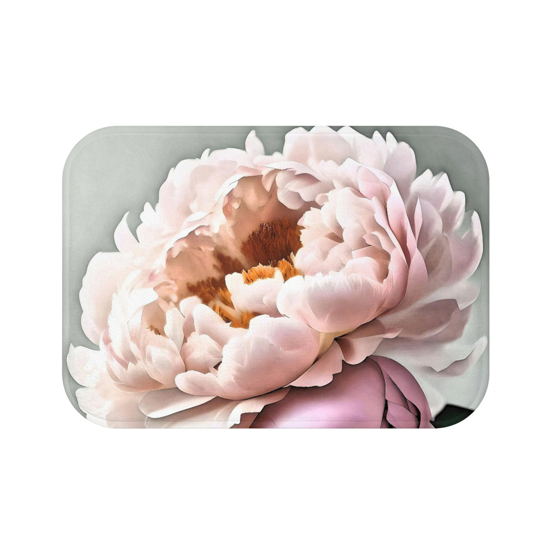 Peach Peony on Mint Bath Mat