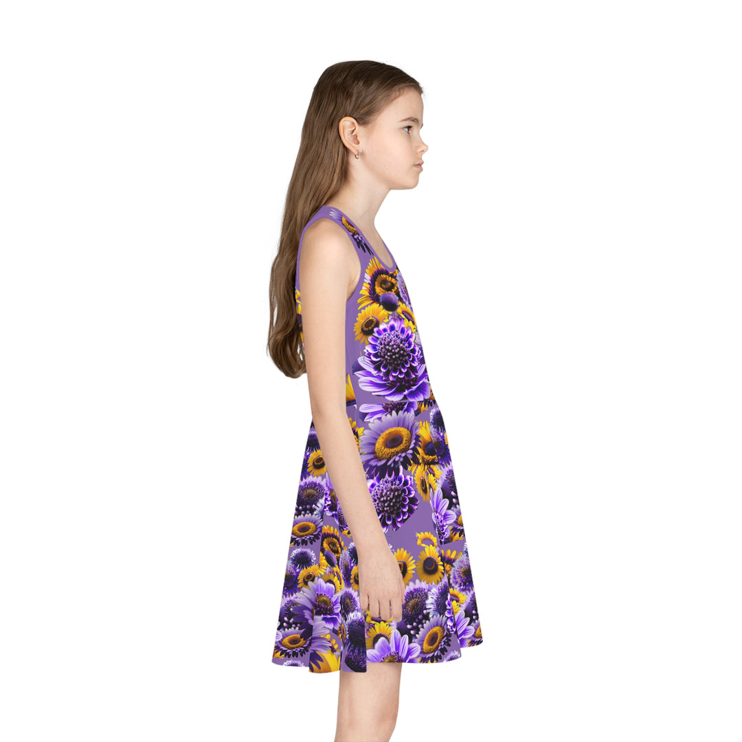 Purple floral Sleeveless Sundress (AOP)