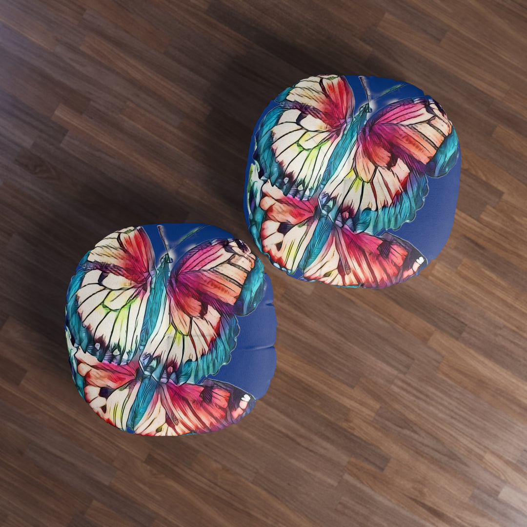 Fun Butterflies Tufted Floor Pillow, Round
