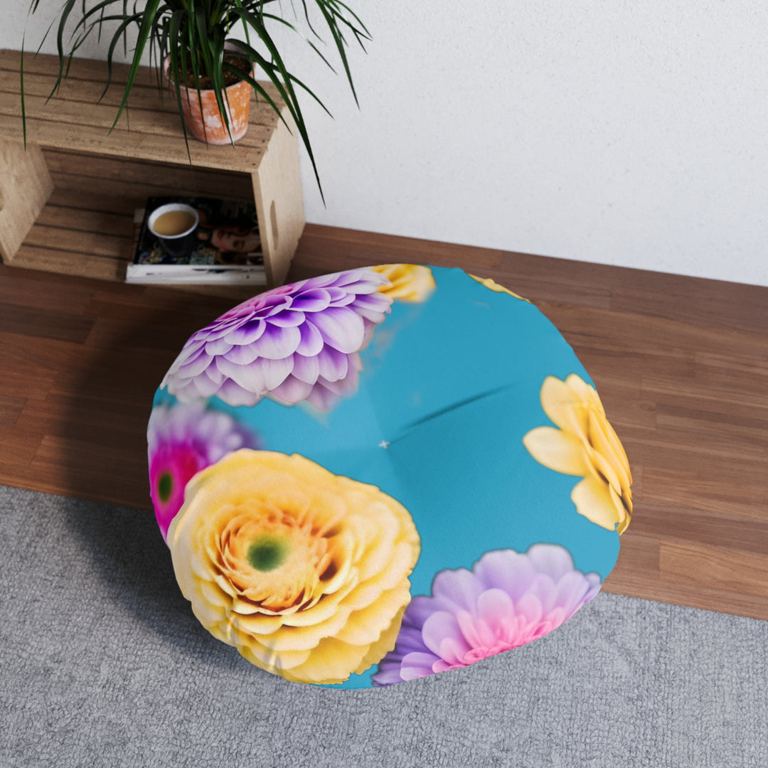 Flower Power style 3 Tufted Floor Pillow, Round