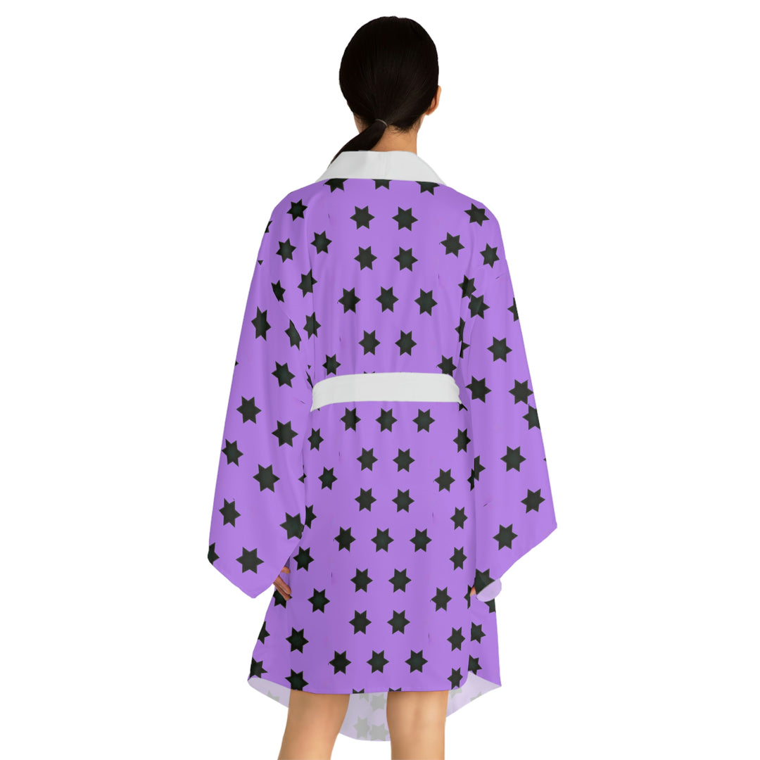 Kiss inspired black stars Long Sleeve Kimono Robe (AOP)