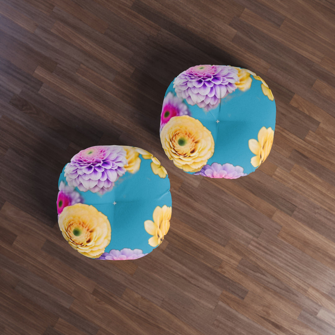 Flower Power style 3 Tufted Floor Pillow, Round