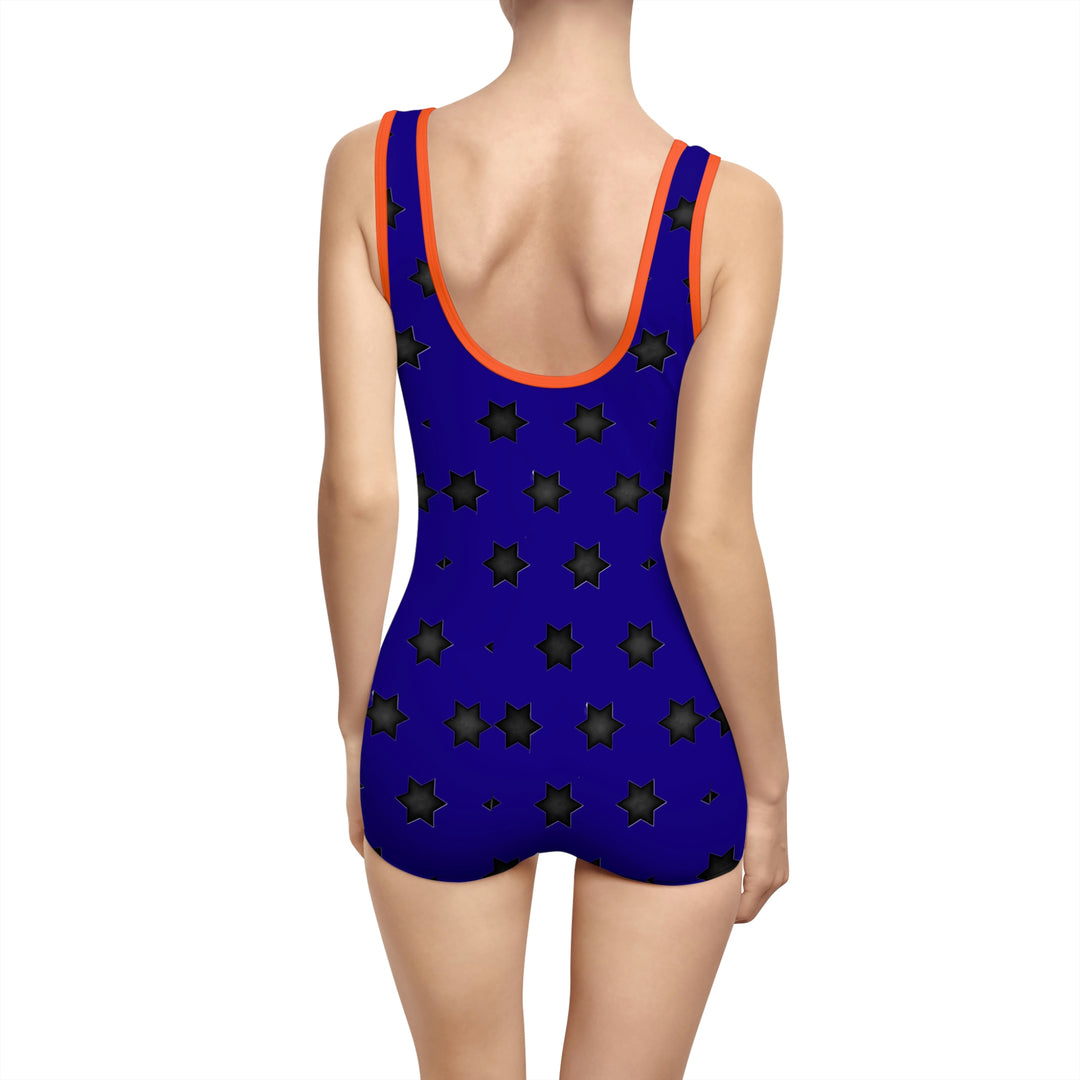 Black stars Women's Vintage Swimsuit (AOP)