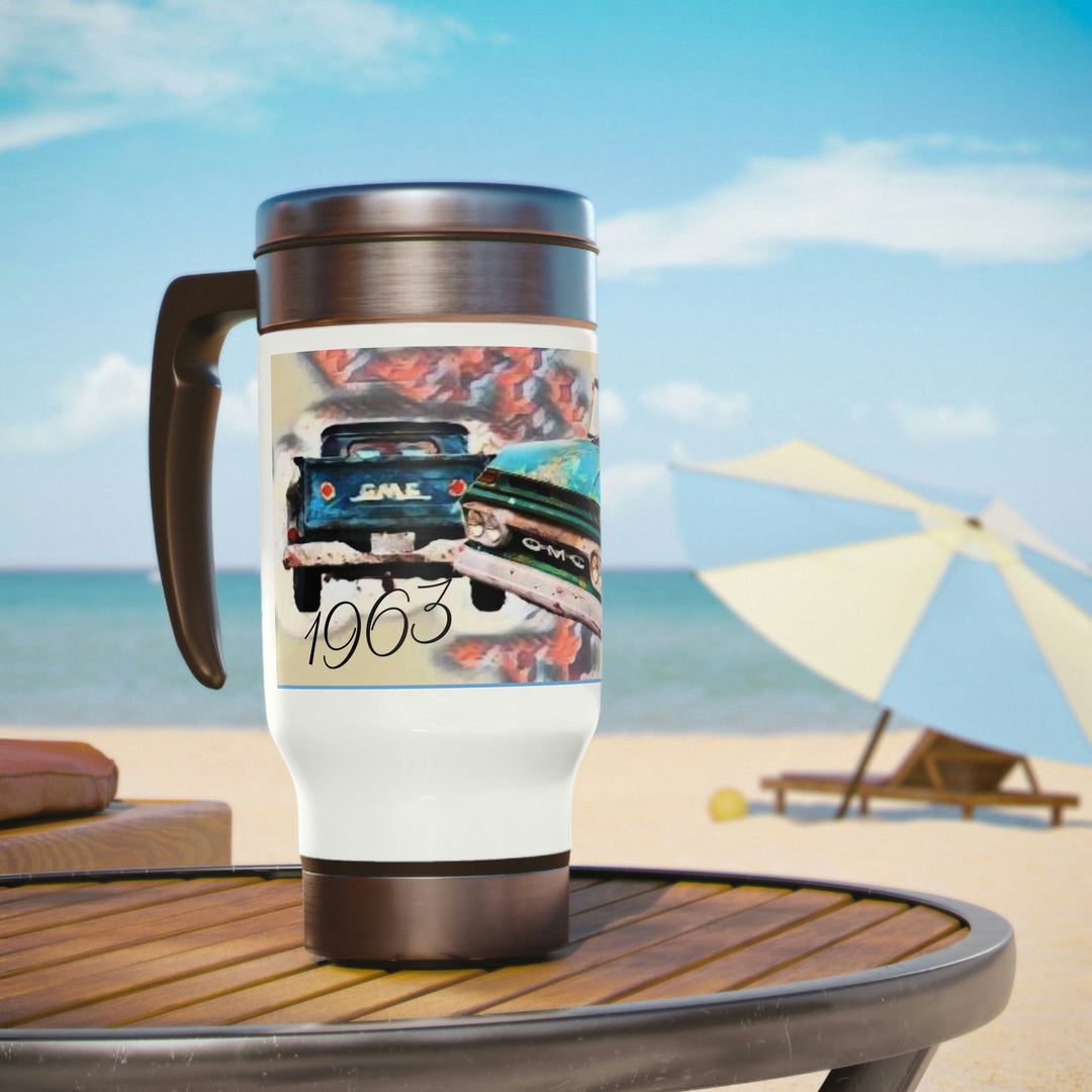 1963 GMC Stainless Steel Travel Mug with Handle, 14oz
