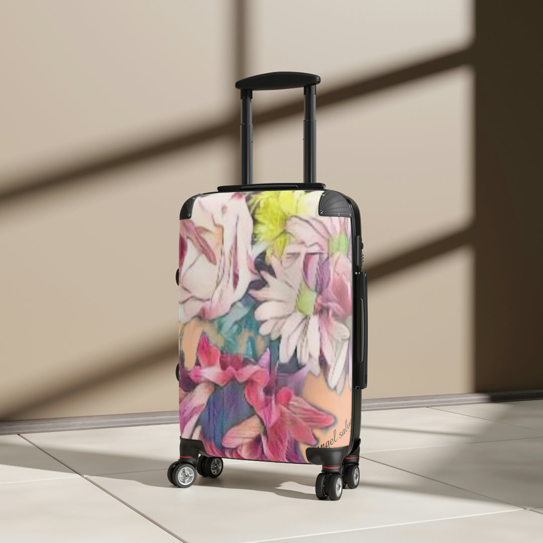 Floral w/ coral background Suitcase