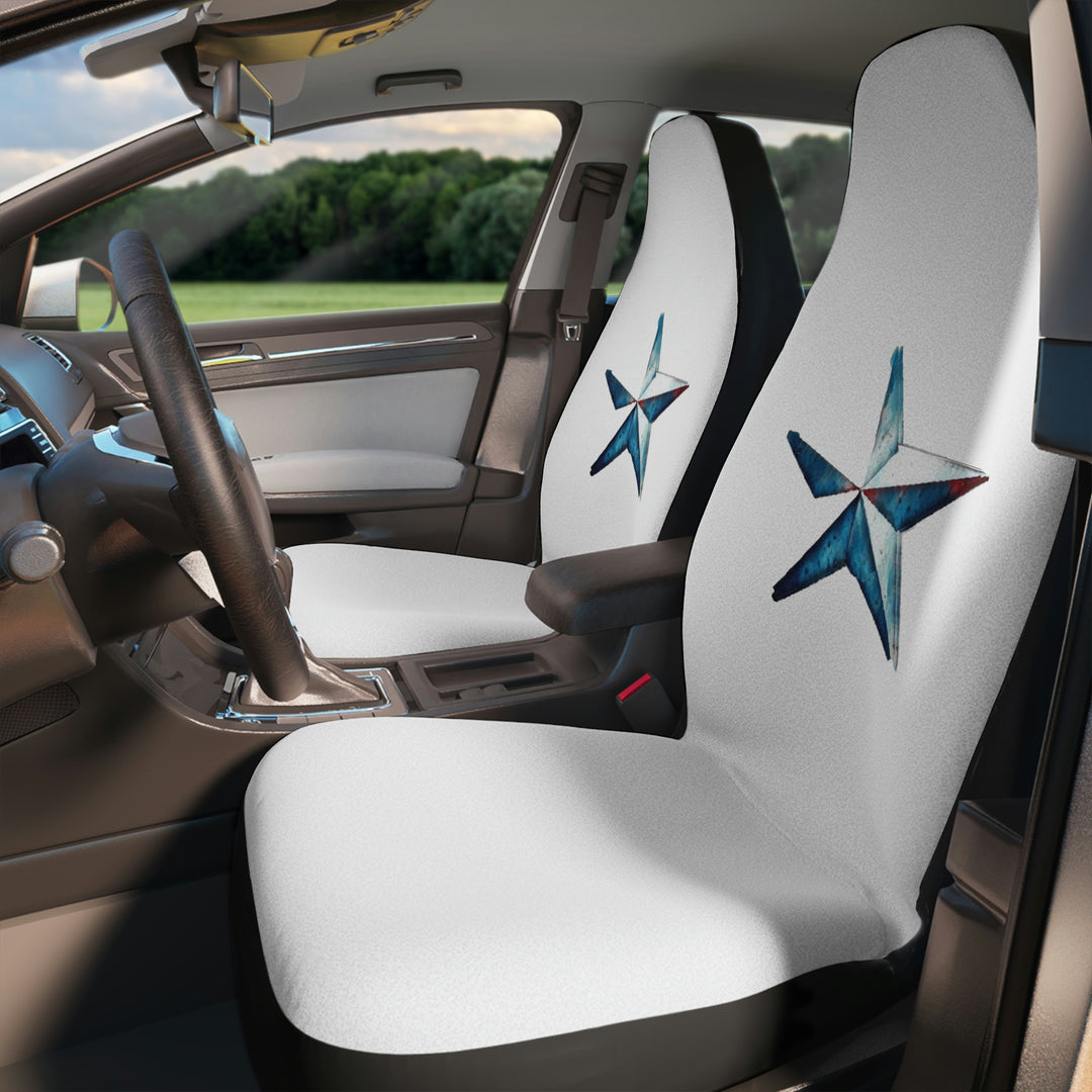 Lone Star on white Car Seat Covers