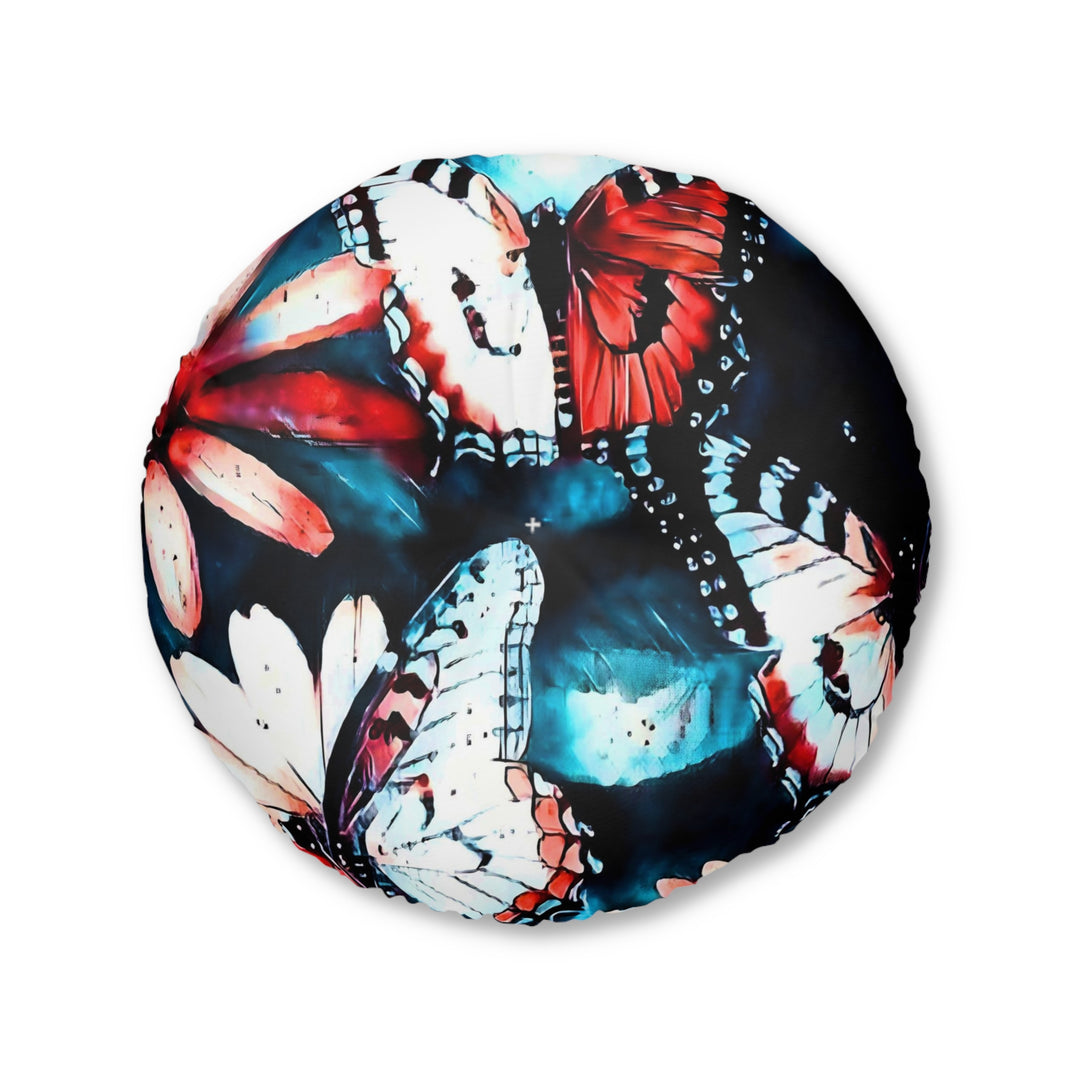 Maybe we are all like Butterflies style 2 Tufted Floor Pillow, Round