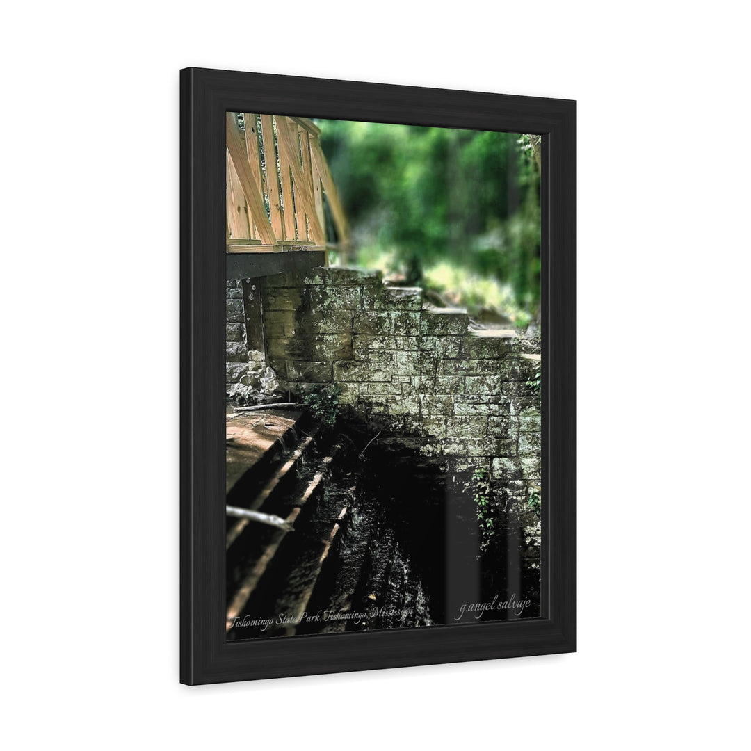 Footbridge Over Cascading Water Framed Posters