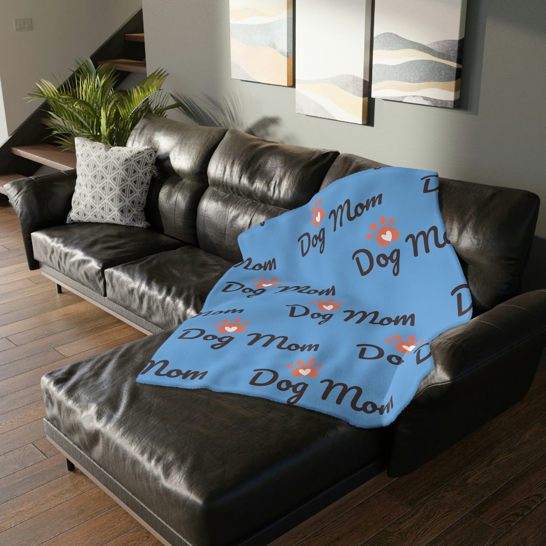 Dog Mom Velveteen Minky Blanket (Two-sided print)