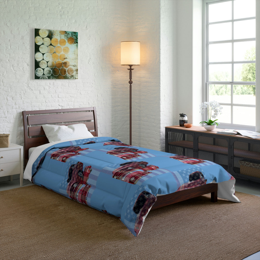 Triple 1956 Red Ford Comforter