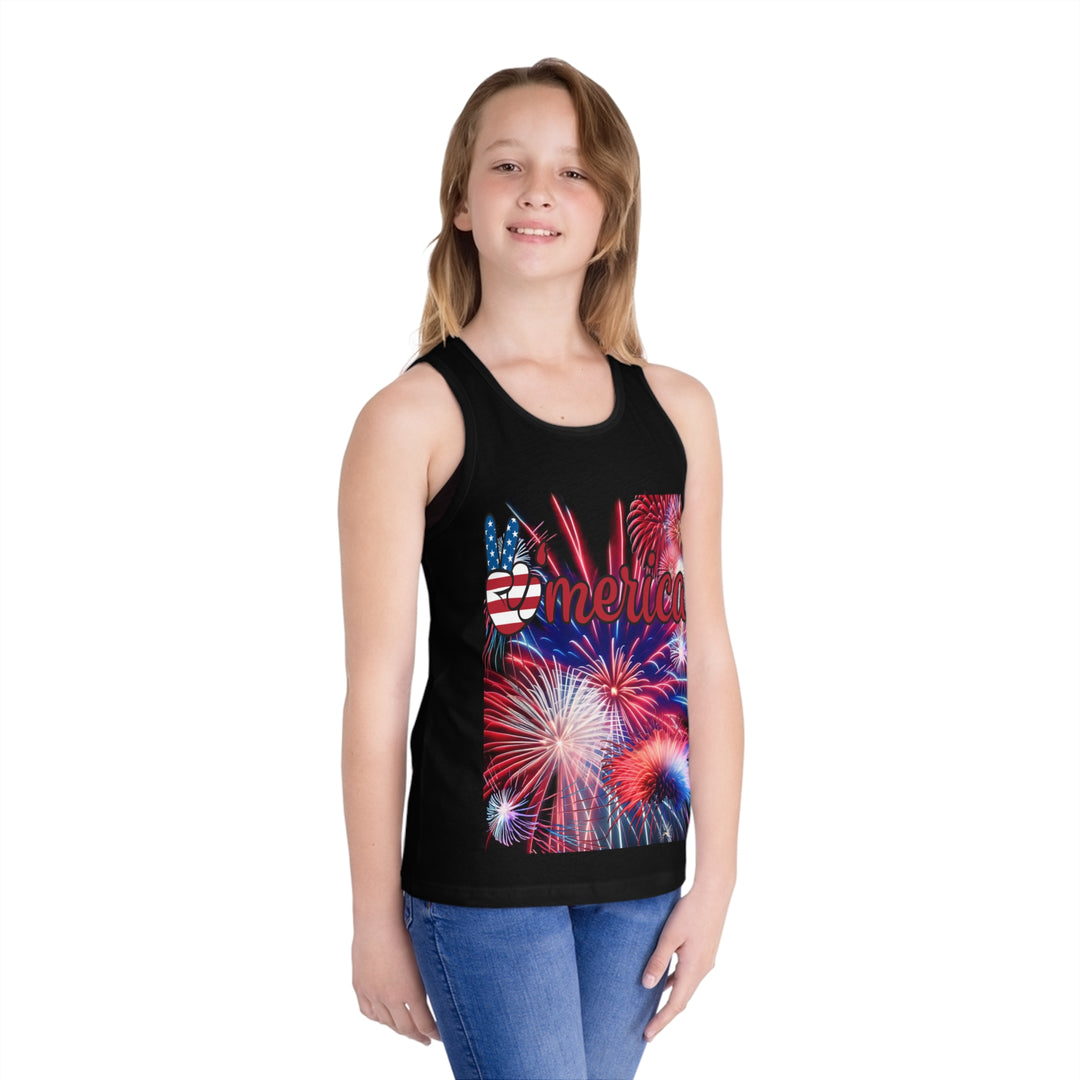 Peace and Fireworks Kid's Jersey Tank Top