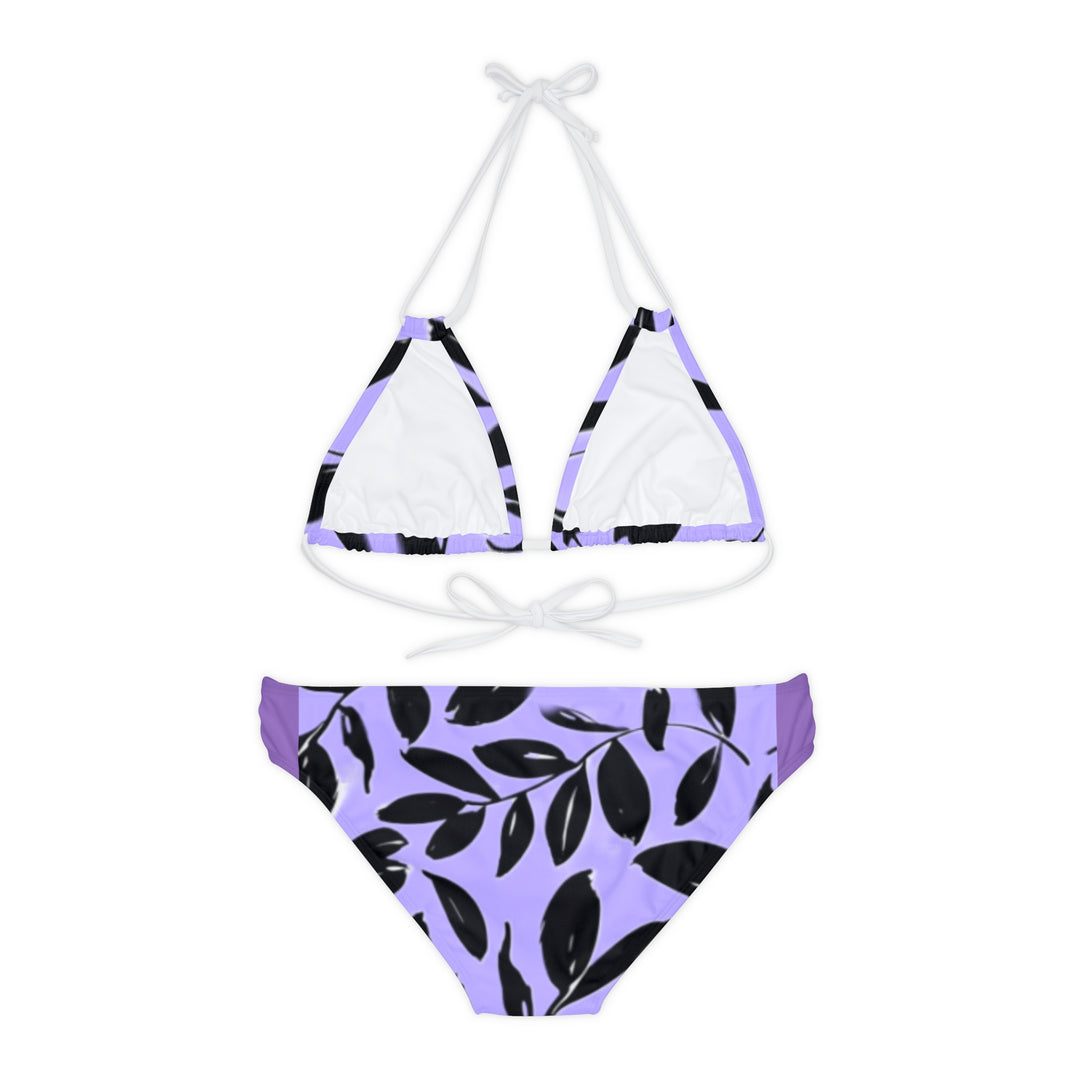 PURPLE and Black tropical Strappy Bikini Set (AOP)
