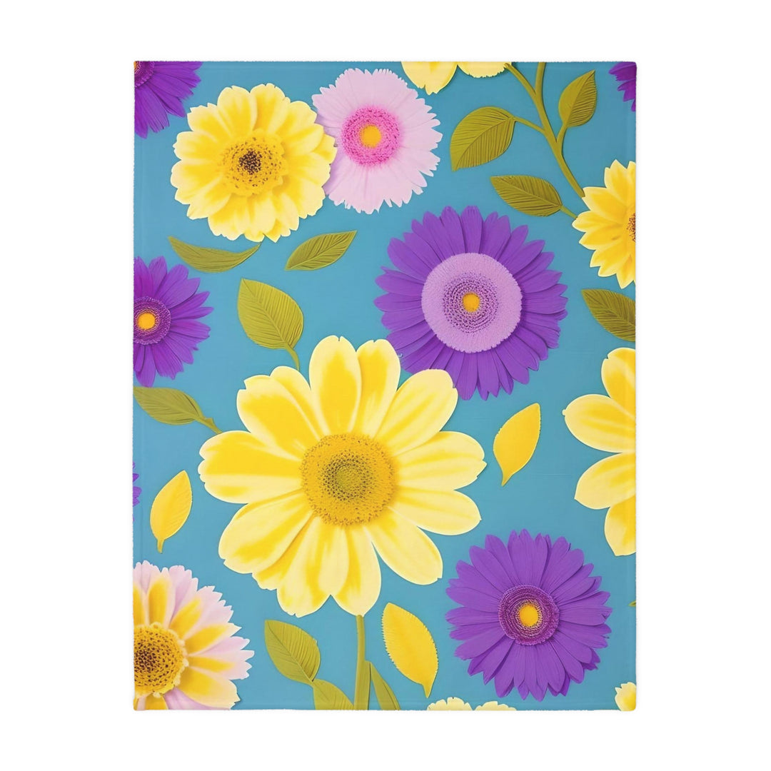 Flower Power Velveteen Minky Blanket (Two-sided print)