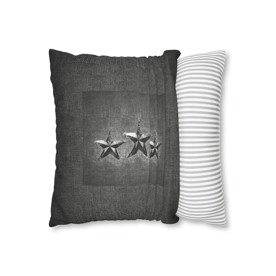 Triple Star on dark grey Faux Suede Square Pillow Case
