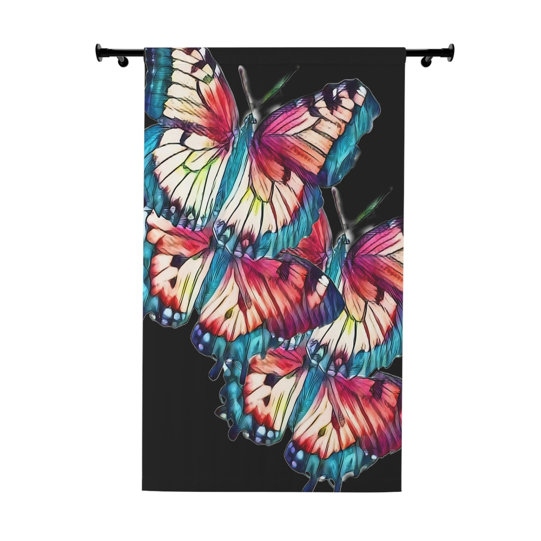 Butterflies on Black Blackout Window Curtains (1 Piece)