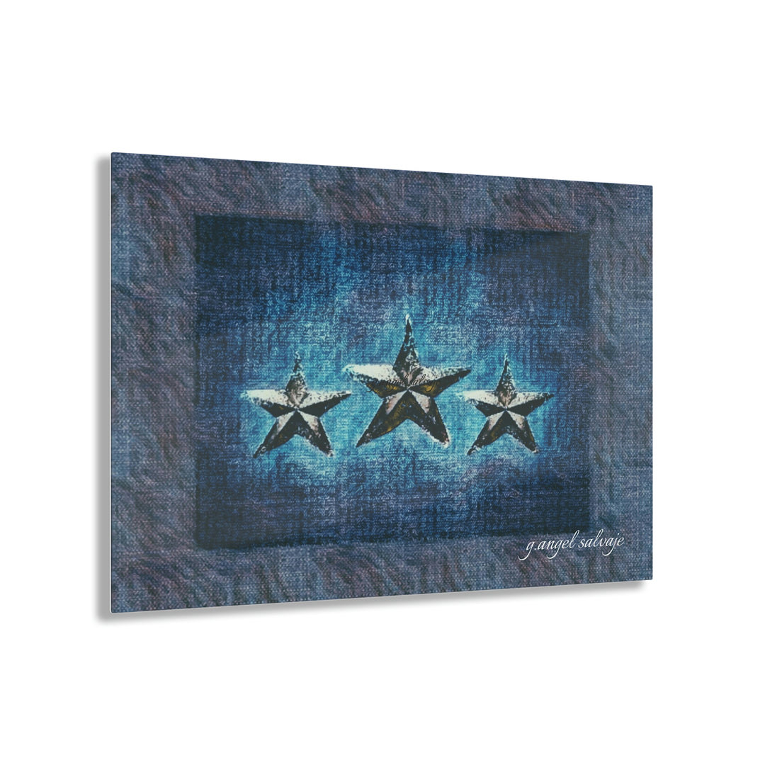 Triple Star in Textured Blues Acrylic Prints