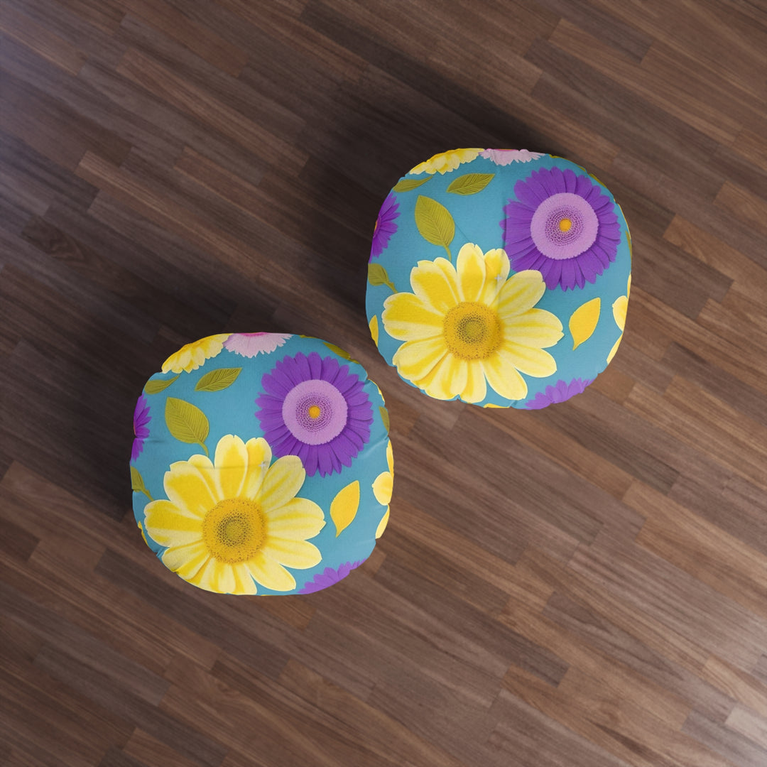 Flower Power Tufted Floor Pillow, Round