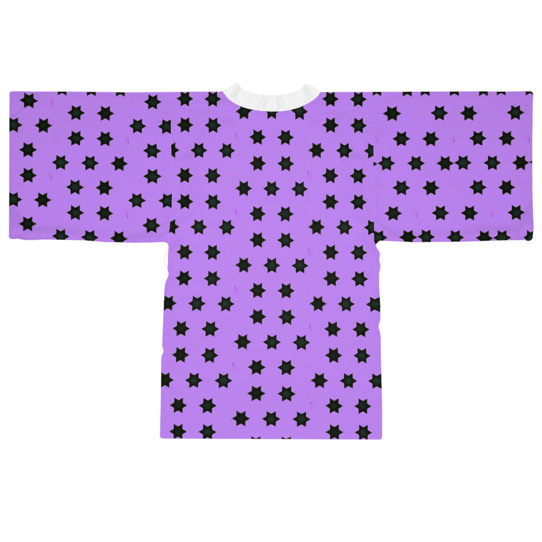 Kiss inspired black stars Long Sleeve Kimono Robe (AOP)