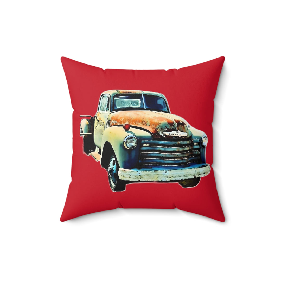 1953 Antique Truck Red Faux Suede Square Pillow