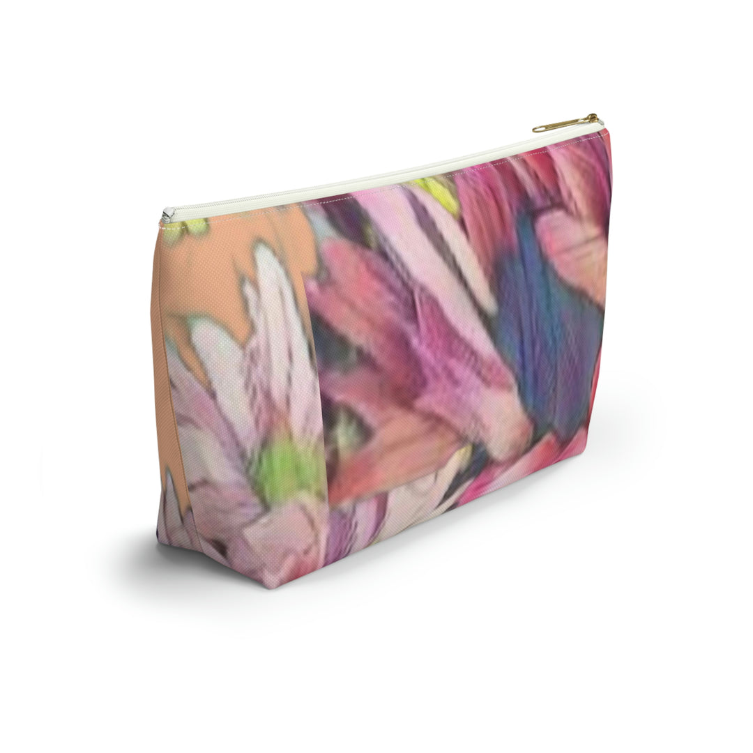 Floral/Coral Background Accessory Pouch w T-bottom
